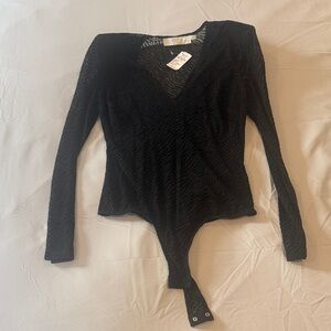 Astr Sheer Black Zebra Pattern Top
